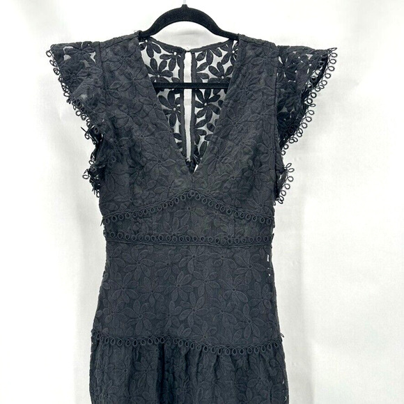 Lost + Wander Madonna Blossom Organza Midi Dress Size XS Black Lace Coquette NWT - Picture 3 of 12